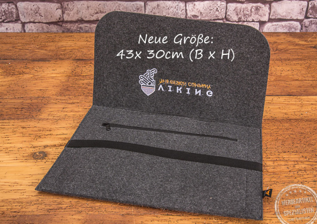 Halfar Filzmappe in grau mit Logo bedruckt 