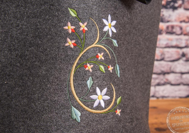 werbestick auf Filzeinkaufstasche