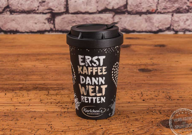 Heybico nachhaltiger Mehrwegbecher als Werbeartikel in schwarz 