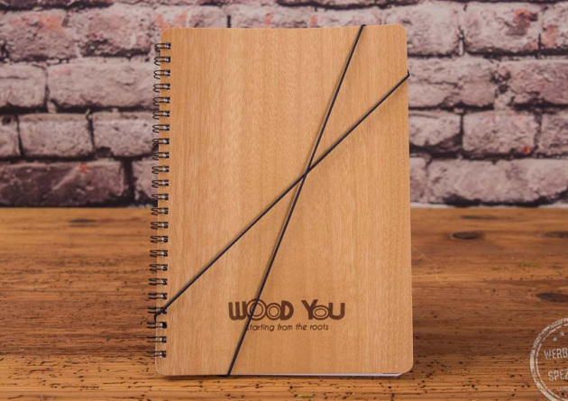 Wood You Notizbuch mit Echtholz Furnier hellbraun