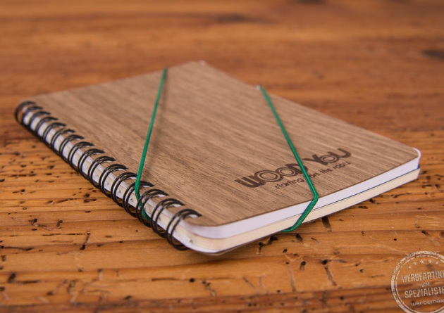 Wood You Notizbuch mit Echtholz Furnier dunkelbraun