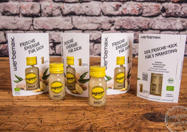 Kloster Kitchen Ingwer Shot als Werbegeschenk mit werbemax Logo bedruckt