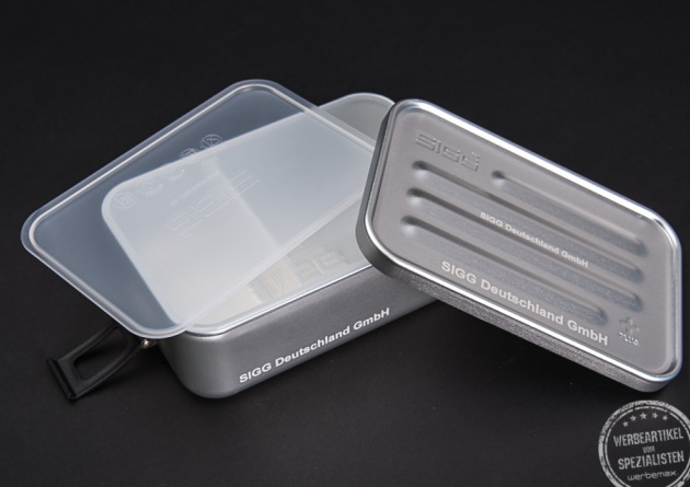Original Sigg Lunchbox mit Lasergravur in Silber