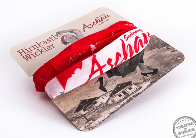 Multifunktionstuch mit Allover Print und Werbekarton