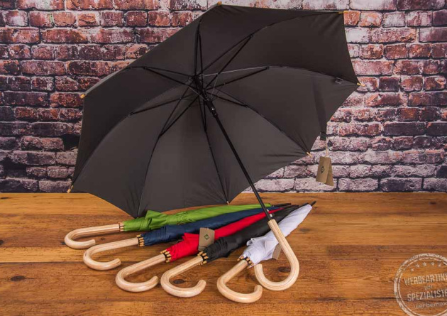 Regenschirm mit Firmenlogo in sechs verschiedenen Farben