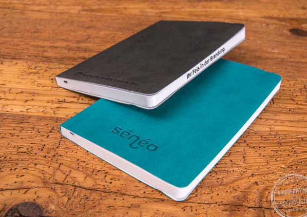 Notizbuch mit Softcover und Logopr&auml;gung als Werbeartikel