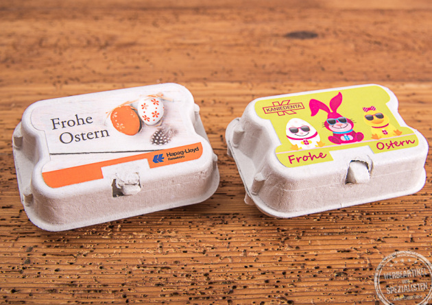 Sympathisches Werbegeschenk zu Ostern - kleiner Eierkarton gefüllt mit Ostereiern
