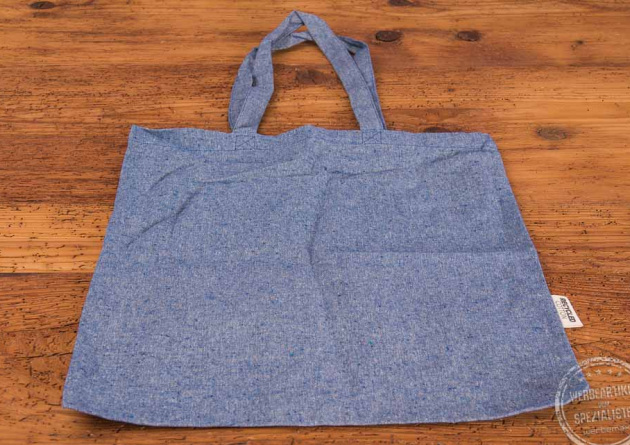 Recycelte Baumwolltasche mit langen Henkeln in blau
