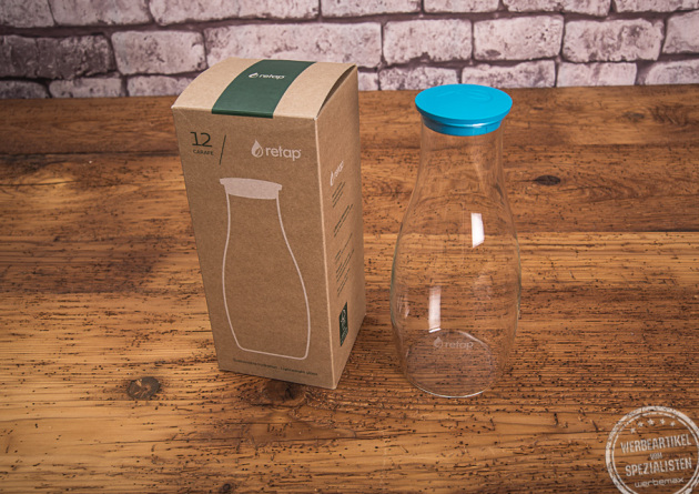 Wasserkaraffe mit Firmenlogo bedruckt und Verpackung