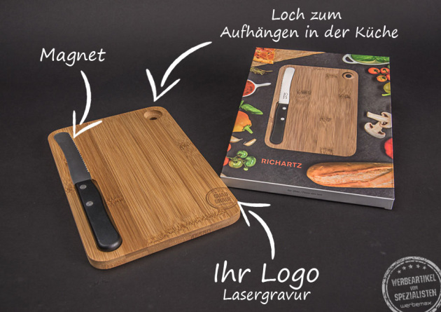 Frühstücksbrettchen mit Messer zum Aufhängen
