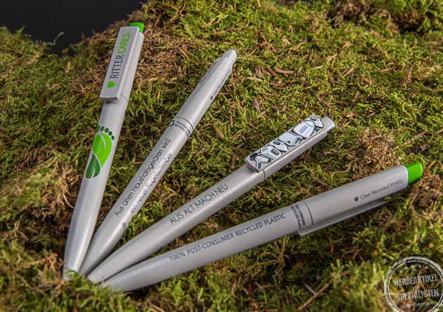 Recycling Kugelschreiber von Ritter mit Logo