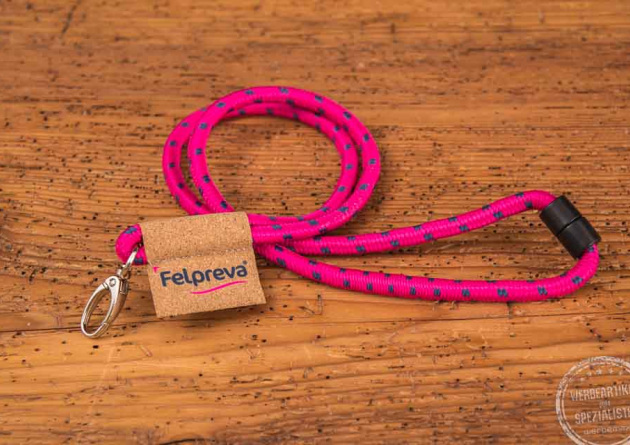Pinker Kordel Lanyard mit Logo als Schlüsselband mit Logo Felpreva