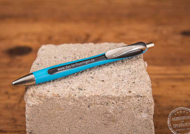 Schneider Slider Rave Kugelschreiber in blau mit Gravur 