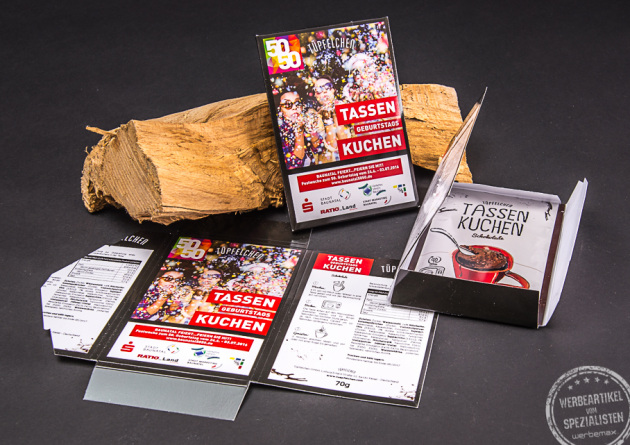 Werbebotschaft mit 2-Minuten Tassenkuchen