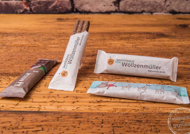 Kaiserstuhl Schokoladenriegel im Werbe-Papierflowpack
