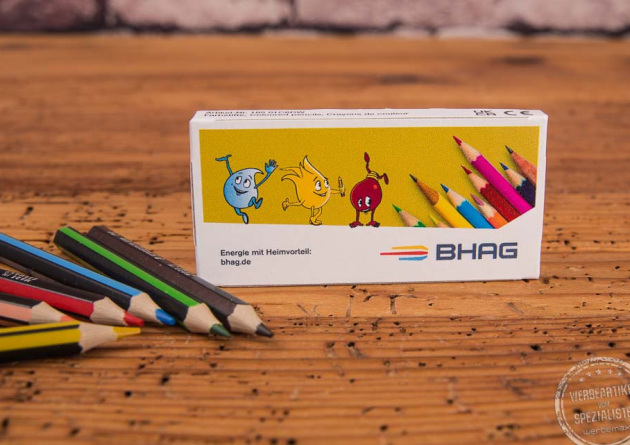 6er Buntstifte im Etui mit Logo