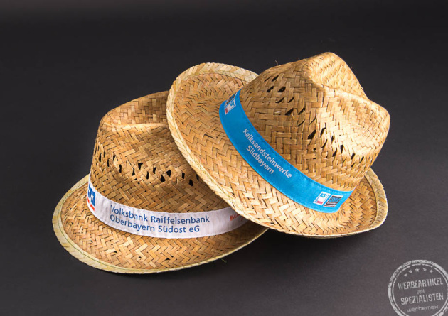 Stroh-Hut mit Logo