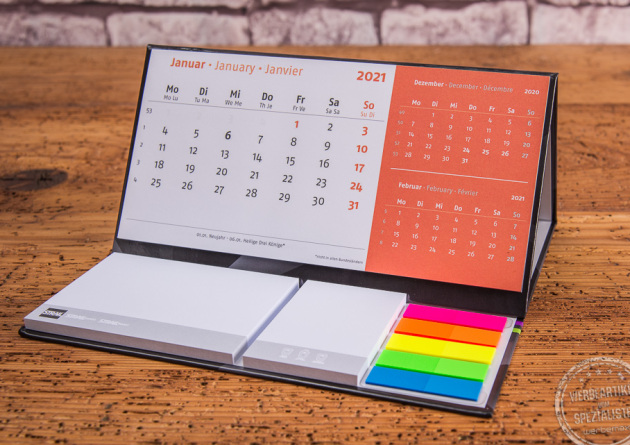 tischkalender 2021 mit haftnotizen
