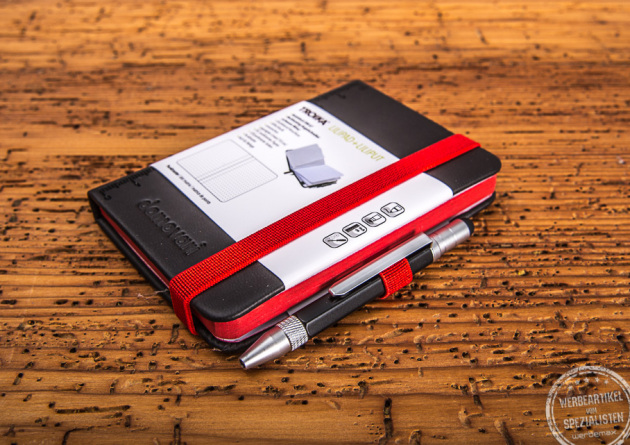 Troika Lilipad und Liliput Notizset in schwarz mit rotem Gummiband