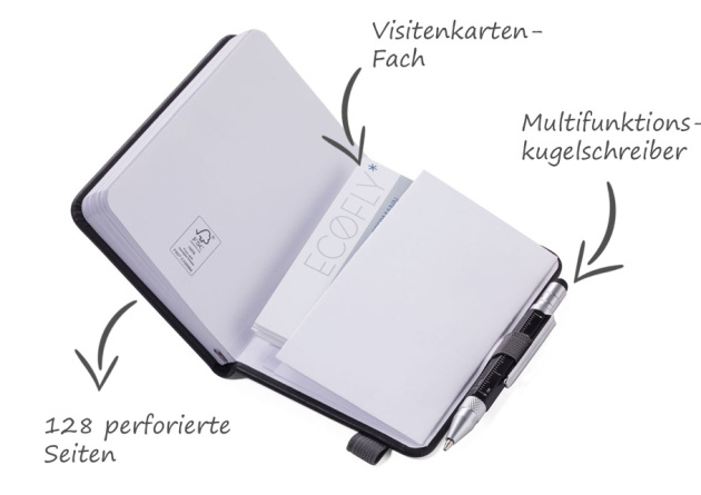 TROIKA LILIPAD+LILIPUT CONSTRUCTION Mini-Notizbuch DIN A7 offen mit Multitaskingstift und Logodruck von werbemax