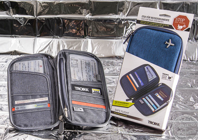 Troika safe flight rfid data safe reiseetui in Grau und Blau