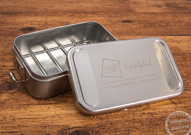 Brotzeitdose aus Blech als Werbegeschenk