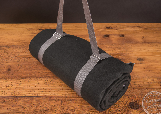 Werbeartikel Picknickdecke XL schwarz mit Tragegriff