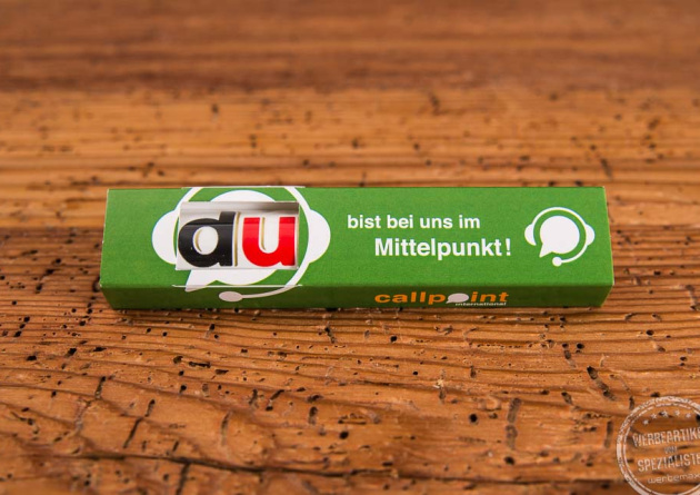 Werbebotschaft auf Schuber Duplo Schokoriegel