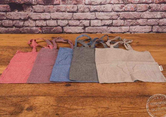 Baumwolltragetasche in verschiedenen Farben mit langen Henkeln 