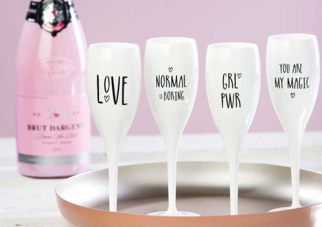 Ihr Motiv auf den bruchsicheren Sektgläsern von koziol