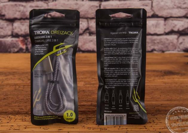 Ladekabel Dreizack in Verpackung