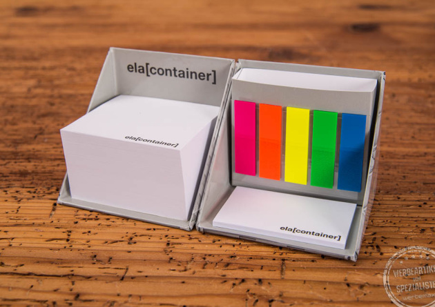 Notizblock und Haftnotizen im Werbew&uuml;rfel