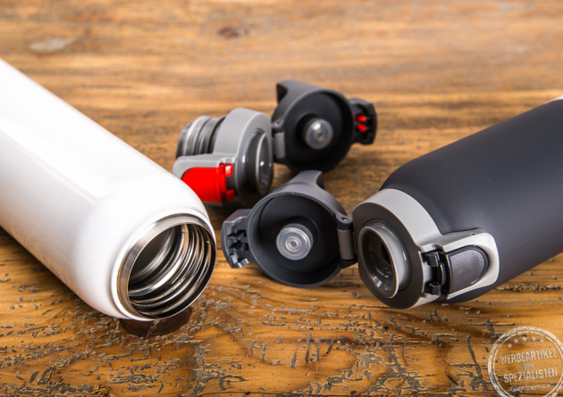 Sigg Flaschen wei&szlig; und schwarz als Werbegeschenk