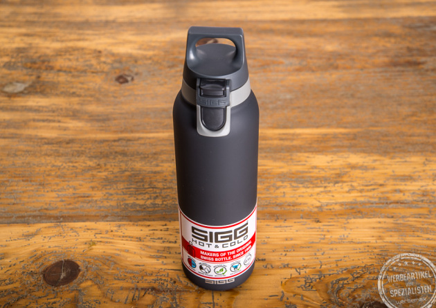  Sigg Isolierflasche in schwarz mit Werbedruck