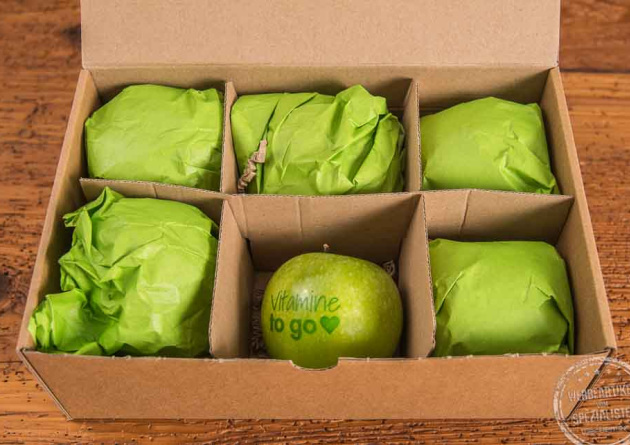 Wochenration Teamgeschenk Äpfel mit Logo bedrucken