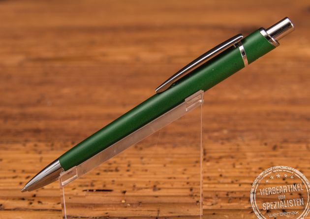 Kugelschreiber aus recyceltem Aluminium in Gr&uuml;n f&uuml;r eine Logogravur