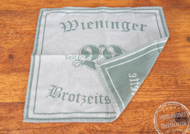 Individuelle Brotzeitserviette für Brauerei als Werbeartikel.
