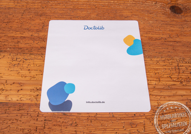 Bedrucktes Haftnotizen Mousepad als Werbeartikel.
