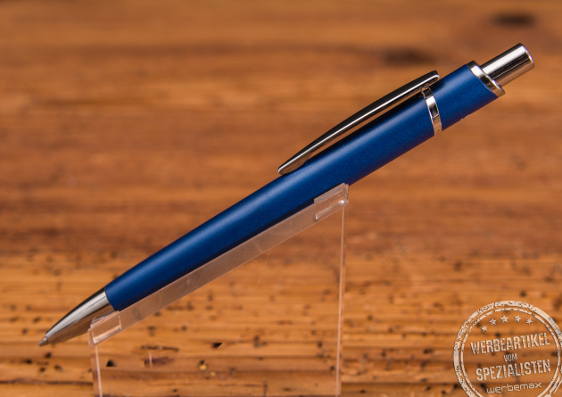 Nachhaltiger Kugelschreiber mit Logo in Blau