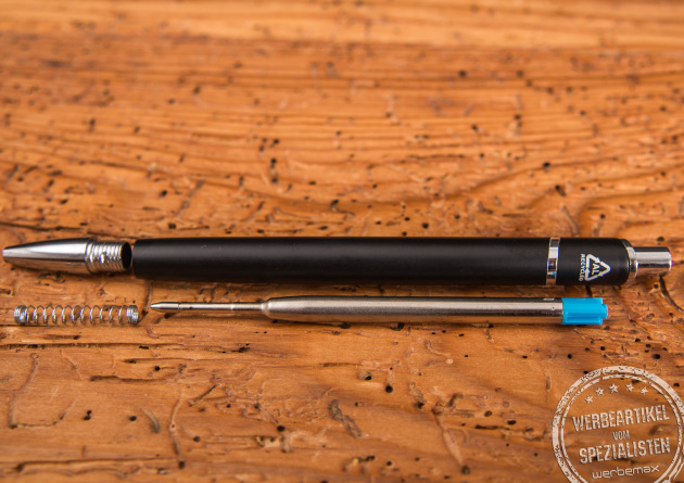 G&uuml;nstiger Kugelschreiber aus recyceltem Aluminium mit Gro&szlig;raummine