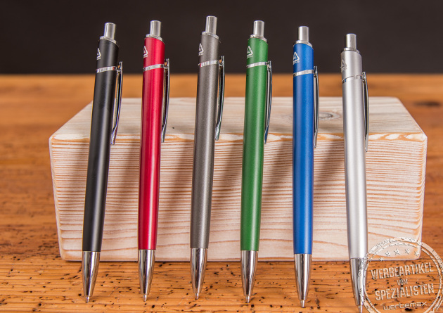 &Uuml;bersicht der verschiedenen Farben von Kugelschreibern mit Logo