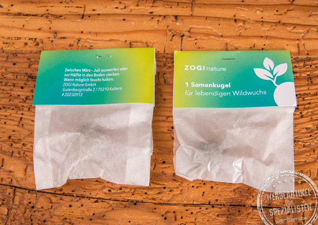 Samenbomben als nachhaltige Werbegeschenke mit individuellem Logodruck