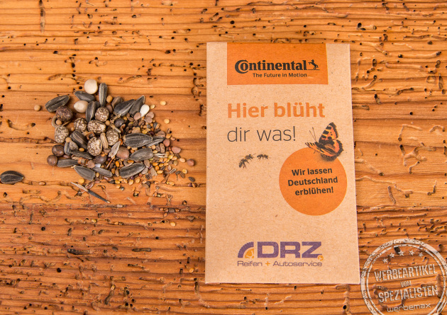 Klein aber Oho - kleine Samenbriefchen mit Logo für nachhaltige Werbegeschenke auf Messen, Veranstaltungen oder als Mailingartikel