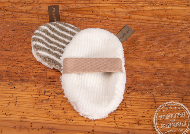 Zwei waschies Peelingpads als Werbeartikel.