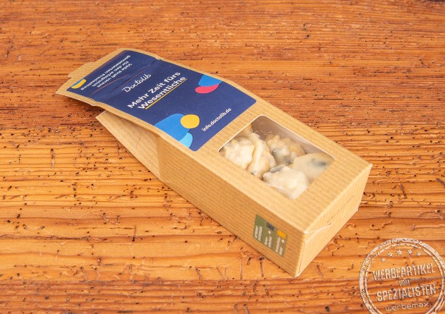 Wellnuss Nussmischung in der bedruckten Faltschachtel.