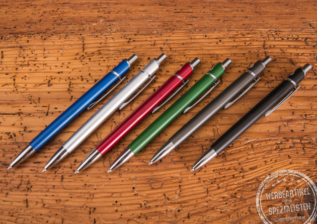 G&uuml;nstige Kugelschreiber mit Gravur in 6 verschiedenen Farben f&uuml;r einen professionellen Auftritt