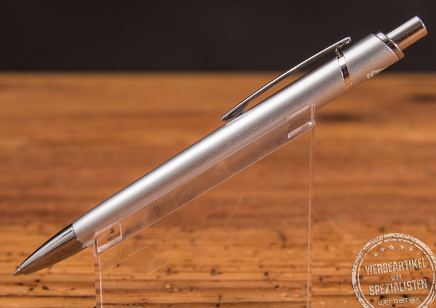 G&uuml;nstiger Streuartikel, recycelter Aluminiumkugelschreiber in wei&szlig; mit Gro&szlig;raummine