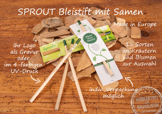 SPROUT Bleistift mit Samen als Werbegeschenk - alle Details auf einen Blick.