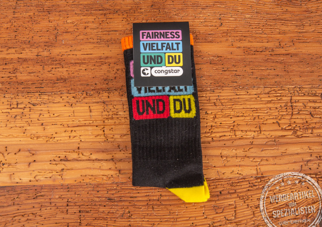Tennis Socken vollflächig gestaltet Congstar als Werbegeschenk.