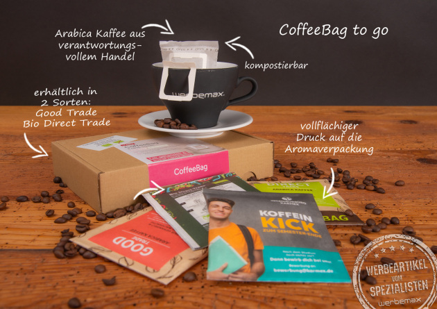 Vorteile der Coffeebags mit individueller Verpackung als Werbeartikel.